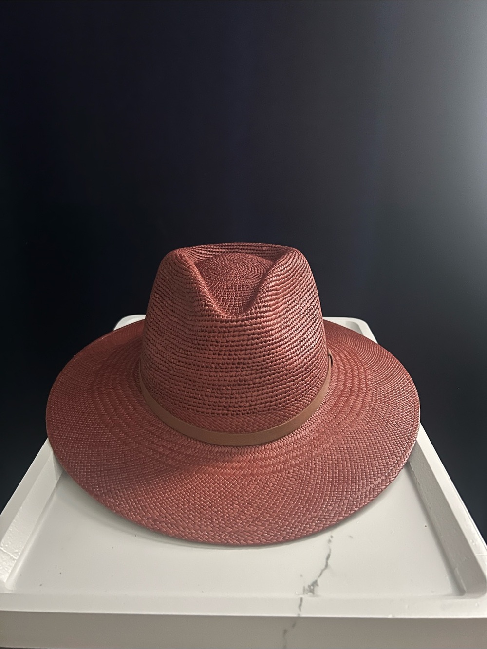 Quince Toquilla Straw Crochet Fedora Espresso Brown 59cm Large - Picture 3 of 3